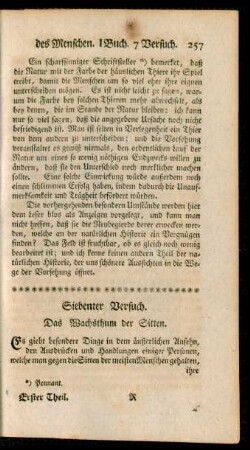 Siebenter Versuch. Das Wachsthum der Sitten