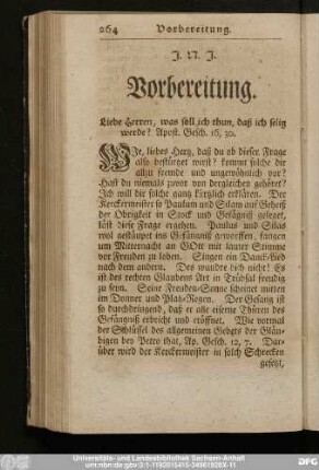 Vorbereitung. Liebe Herren, was soll ich thun, daß ich selig werde? Apost. Gesch. 16, 30.