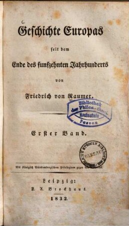 Geschichte Europas seit dem Ende des funfzehnten Jahrhunderts, 1. [Italien, Portugal, Spanien und Deutschland bis zu Tode Karls V. 1494 - 1558]