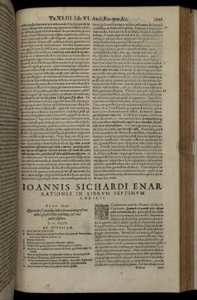 Ioannis Sichardi Enarationes In Librum Septimum Codicis.