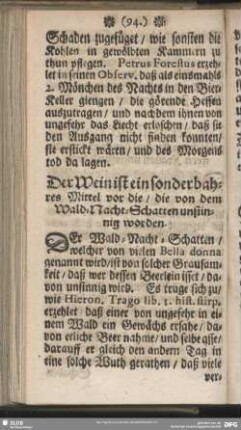Der Wein ist ein sonderbahres Mittel vor die, die von dem Wald-Nacht-Schatten unsinnig worden