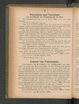 Ankern von Fahrzeugen.