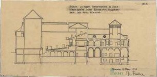 Fischer, Theodor; Jena; Stadt-Theater - Bühnenhaus, Zuschauerraum u. Cafe (Längsschnitt)