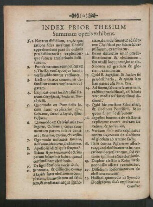 Index Prior Thesium Summam operis exhibens.