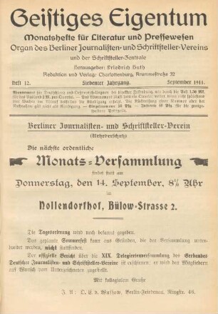 Heft 12 (September 1911)