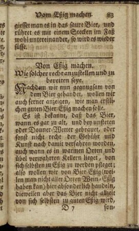 Von Eßig machen. Wie solcher recht anzustellen und zu bereiten seye.