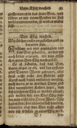 Von Eßig machen. Wie solcher recht anzustellen und zu bereiten seye.
