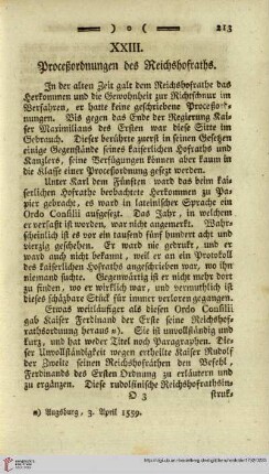 XXIII. ProceÃrdnung des Reichshofraths