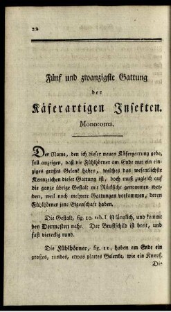 Fünf und zwanzigste Gattung der Käferartigen Insekten. Monotoma.
