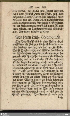 Von denen Leich-Ceremonien