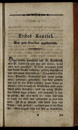 Erstes Kapitel. Eine gute Bouillon zuzubereiten.