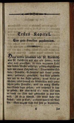Erstes Kapitel. Eine gute Bouillon zuzubereiten.