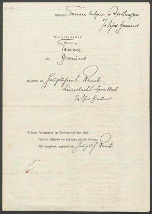 2 Fragebogen und Karte Tanau (Durlangen), OA Gmünd