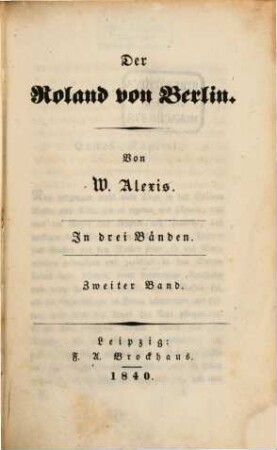 Der Roland von Berlin : In drei Bänden. 2