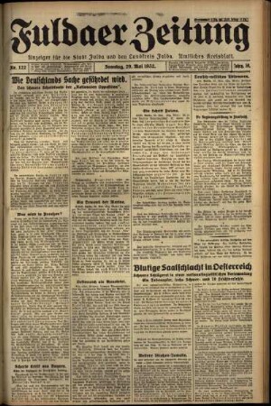 Erste Ausgabe vom Sonntag, den 29. Mai 1932.