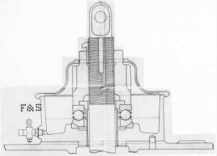 Lagerung einer Vertikalturbine, Schema (F. und S.) : Technikgeschichte | Maschinenbau | Maschinenelemente | Das Kugellager und seine Anwendung