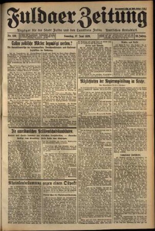 Erste Ausgabe vom Sonntag, den 17. Juni 1928.