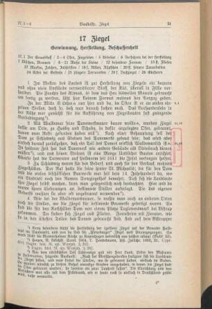 17 Ziegel Gewinnung, Herstellung, Beschaffenheit