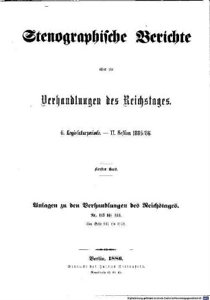 Verhandlungen des Reichstages. Stenographische Berichte. 90. 1885/86