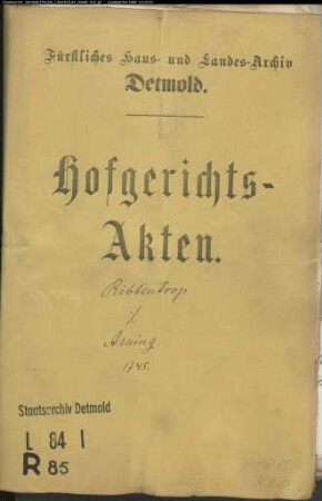 Ribbentrup, Meier zu, Konduktor zu Breda gegen Witwe Arning zu Schötmar und Stuckmann zu Werl - Anspruch an eine Obligation