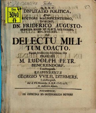 Disp. polit., quam ... de delectu militum coacto