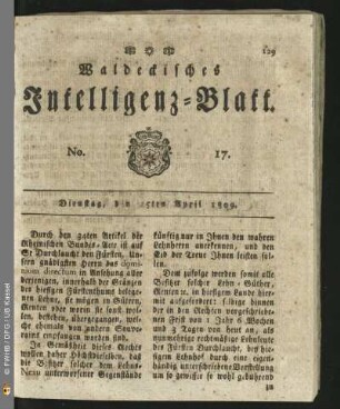 No. 17. Dienstag, den 15ten April 1809