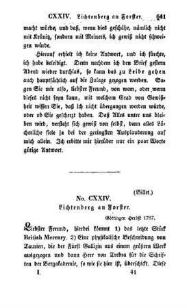 No. CXXIV. Lichtenberg an Forster