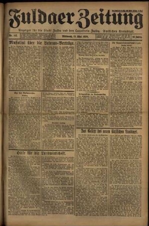 Erste Ausgabe vom Mittwoch, den 15. Mai 1929.