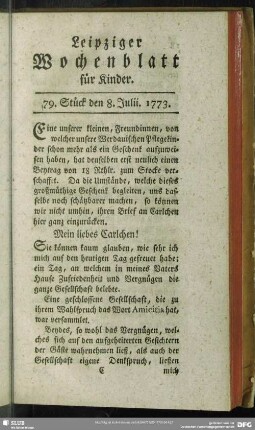 79. Stück den 8. Julii 1773