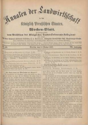 No. 40. Berlin, den 2. Oktober 1867. VII. Jahrgang.