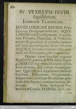 In Vexillum Feudi Aquiliferum. Jagiello Vladislaus