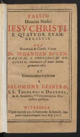 Passio Domini Nostri Jesu Christi, E Quatuor Evangelistis
