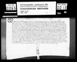Pfalzgraf Friedrich bei Rhein belehnt den Grafen Wolfgang zu (Lewenstein) Löwenstein, Herrn zu Scharfeneck, mit benannten Burglehen zu Alzey, Stromberg und Starkenburg.
