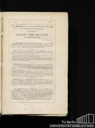 New Publications and standard works in theology and miscellaneous literature