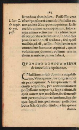 Quomodo Dominia Rerum de iure civili acquirantur.