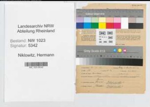Entnazifizierung Hermann Niklowitz , geb. 19.02.1887 (Polizeibeamter)