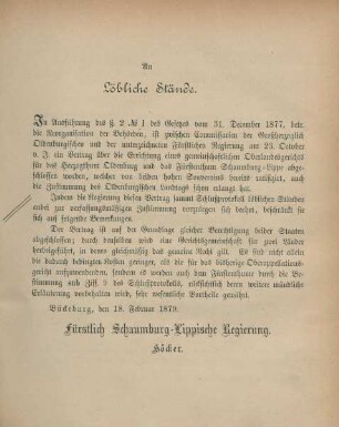 An Löbliche Stände