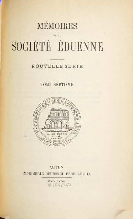 Mémoires. 7, 7. 1878