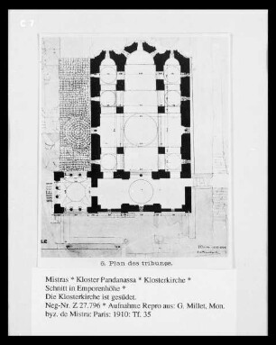 Mistras, Kloster Pandanassa: Grundriss der Klosterkirche in Höhe der Emporen
