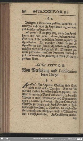 Ad Tit. XXXIV. O. R. Von Verfaßung und Publication derer Urthel