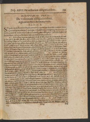Disputatio XXVII. De verborum obligationibus