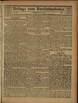 Zweite Ausgabe vom Sonntag, den 15. April 1917.