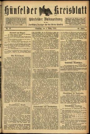 Ausgabe vom Samstag, den 03. März 1923.