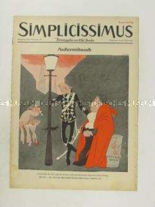Satirezeitschrift "Simplicissimus" mit Titel-Karikatur auf das Verhältnis zwischen Adenauer und Ollenhauer
