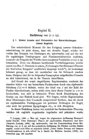 Kapitel II.: Einführung von x + iy.