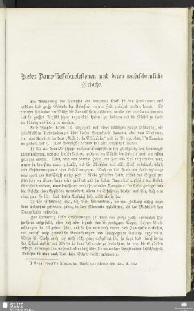 Ueber Dampfkesselexplosionen und deren wahrscheinliche Ursache