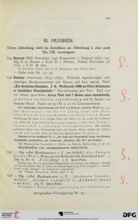 III. Musiker (Nr. 854-867)