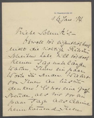 Brief von Benjamine Kolbe an Hermann und Charlotte Schmitt