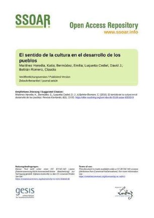 El sentido de la cultura en el desarrollo de los pueblos