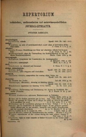 Repertorium der technischen, mathematischen und naturwissenschaftlichen Journal-Literatur, 2. 1870